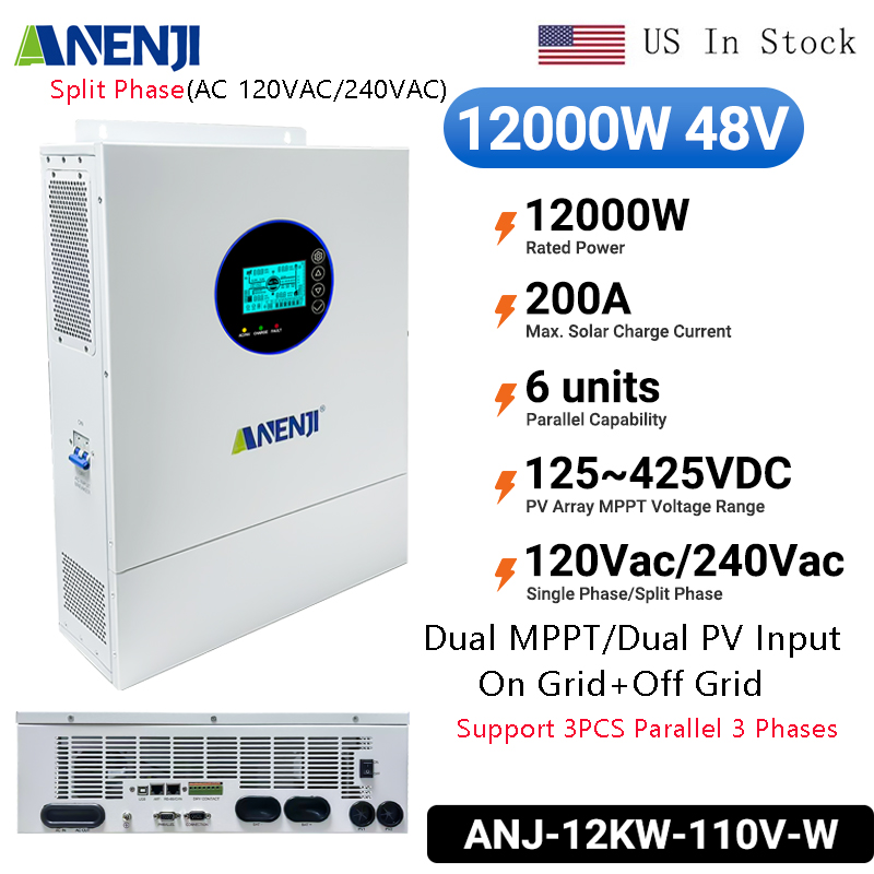 Off Grid Solar Inverter 48V 6000W - ANENJI Split-Phase 12KW 48V Hybrid-Solarwechselrichter 2