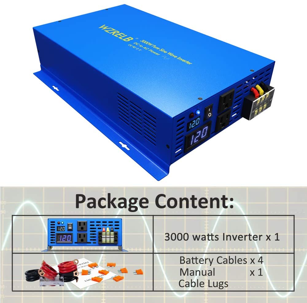 Inverter Pure Sine Wave 60Hz 120V 3000W - Reiner Sinus-Wechselrichter 3000 W 24 V